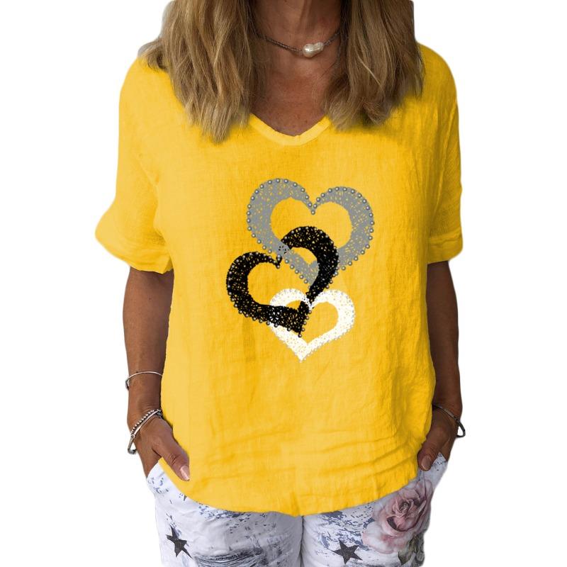 IHUASU Moda Donna Casual Manica Corta Scollo a V Bluse e Camicie