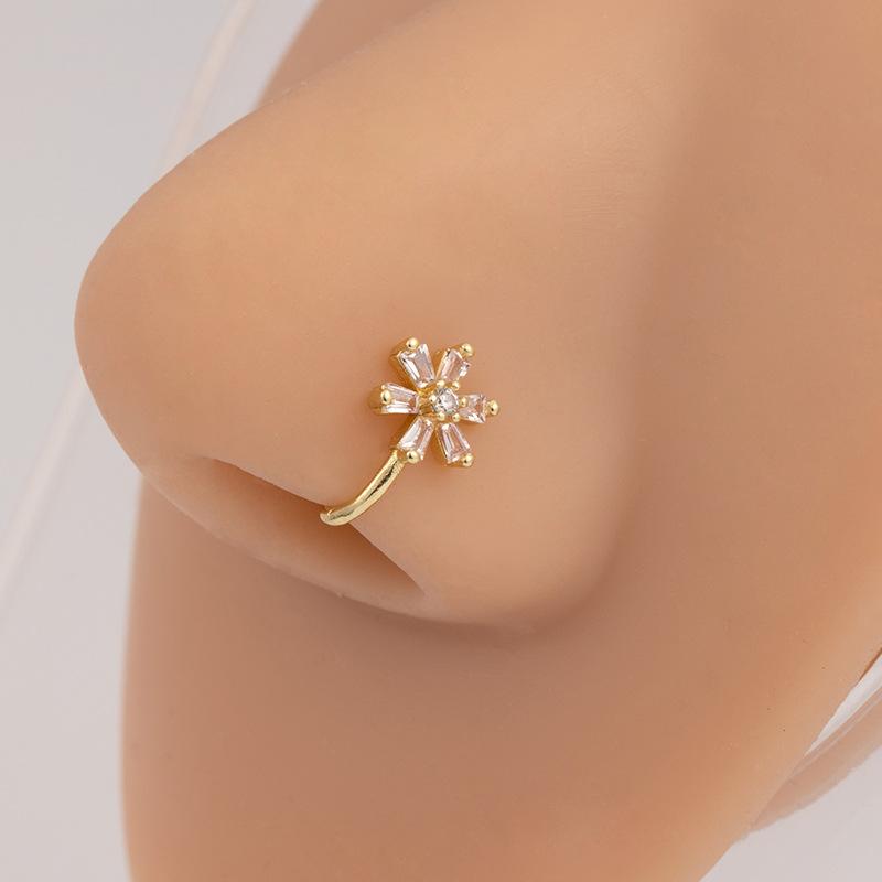 No Perforation Nose Ring Simple Gold Silver U-Shaped Nose Clip Butterfly Love Snowflake Diamond Nose Decoration Cartilage Clip