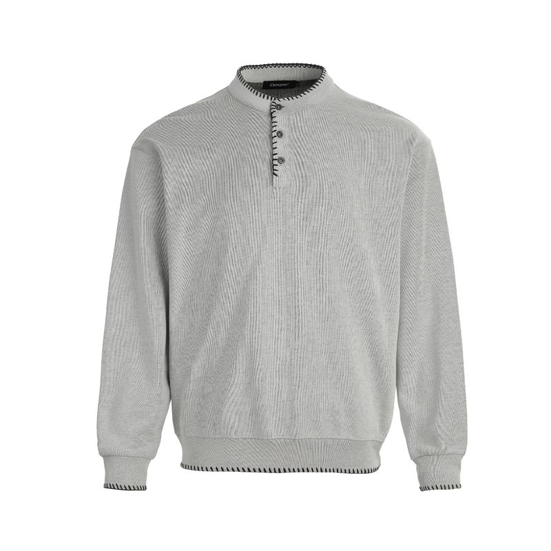 

Acrardic American Simple Stitching Wire Henry Collar Hoodie Men Retro Old Money Style Cleanfit Casual Top White Gray L