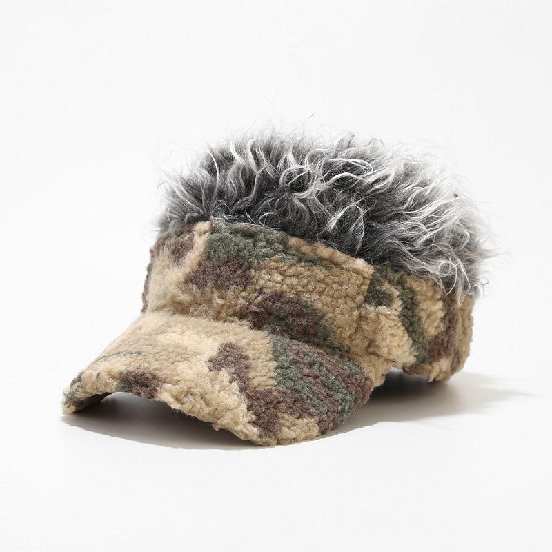 Autumn/winter camo wig baseball cap - men s streetwear trendy duckbill cap - women s golf hat - fashionable Adjustable
