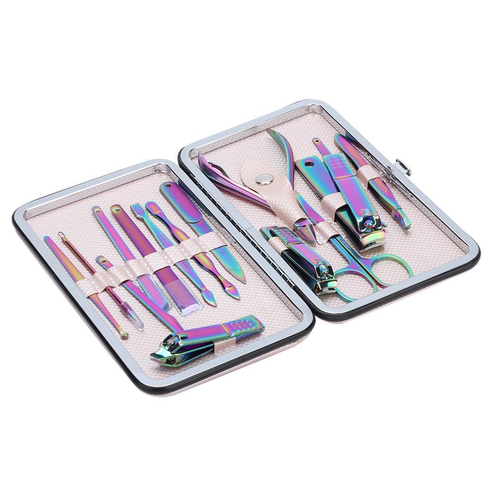 15Pcs Set Portable Nail Clippers Manicure Scissors Grooming Tool Kit Stainless Steel Rustproof
