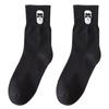 Herren-Kniebundsocken in einfarbigem Design mit hohem Bund aus Baumwolle mit Heißprägung eines Porträts – Trendiger Herbst-Winter-Stil