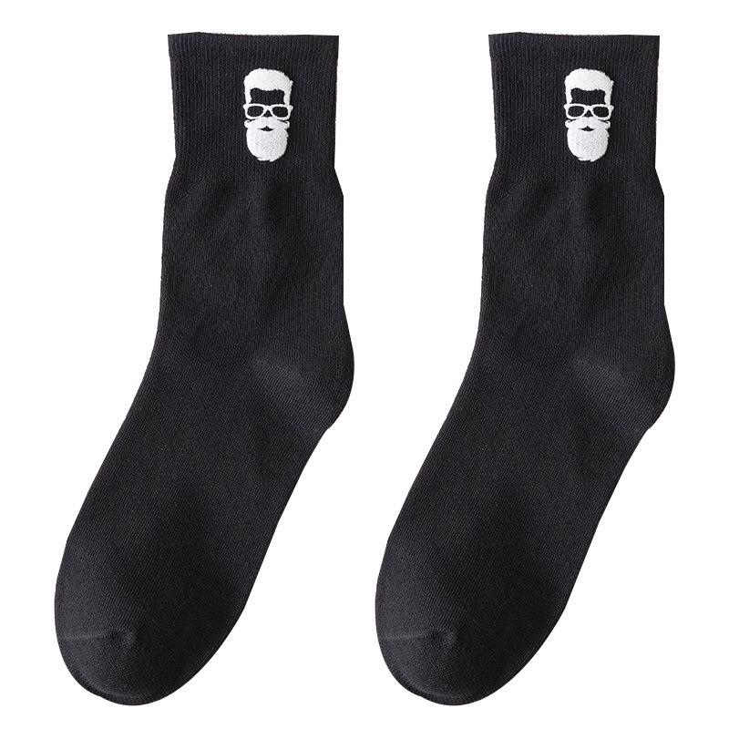 Herren-Kniebundsocken in einfarbigem Design mit hohem Bund aus Baumwolle mit Heißprägung eines Porträts – Trendiger Herbst-Winter-Stil