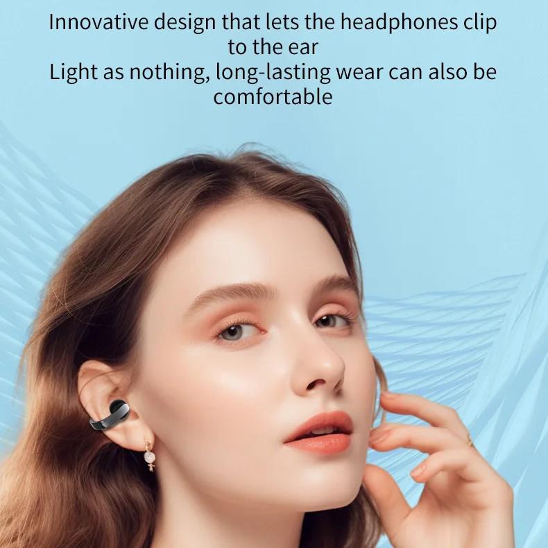 Bluetooth 5.4 Einzel-Ohrhörer Ohrclip Schmerzfreies Tragen Sport-Headset mit HD-Mikrofon Low-Latency-Ohrhörer