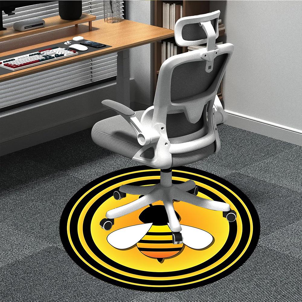 

1pc Bee Print Chair Carpet for Office - Indoor Non-Slip Washable Polyester Fiber Carpet, Soft Comfortable Mat For Office yy250928051 80cm by 80cm