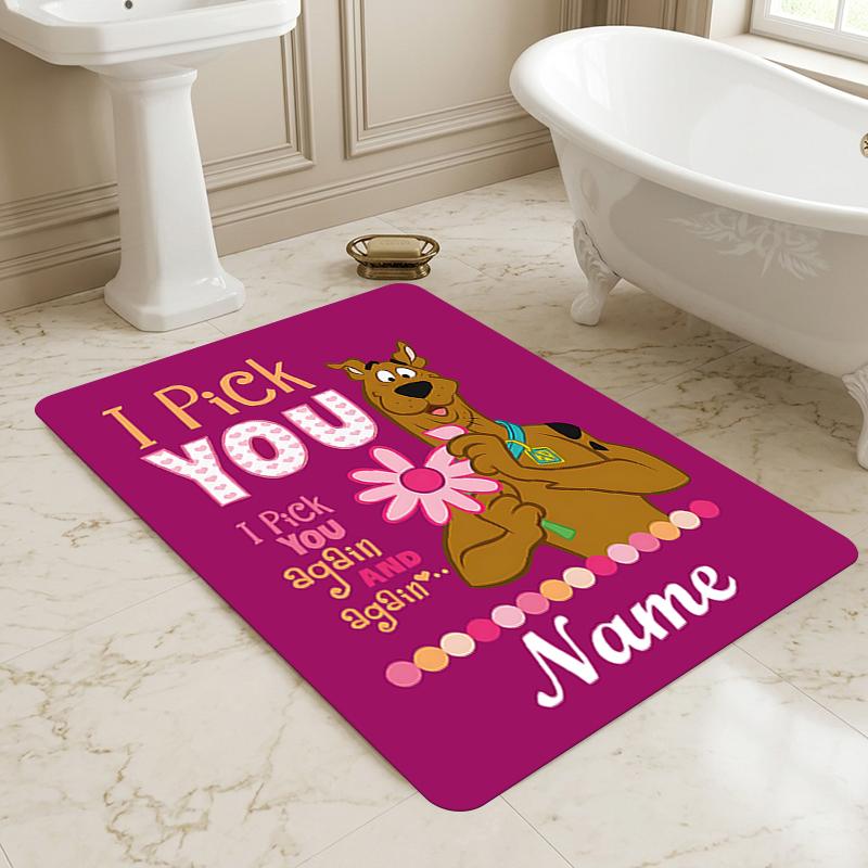 Custom Name Scooby Love Living Room Non-Slip Area Rug Soft Carpet for Bedroom Kids Playroom Sofa Office Home Decor Doormat