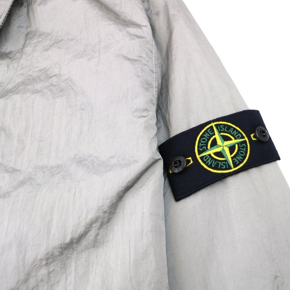 STONE ISLAND FW22 Metallic Nylon Solid Color Polo Collar Long Sleeve Jacket Men Jacket Pearl-Gray 7715Q0519-V0061