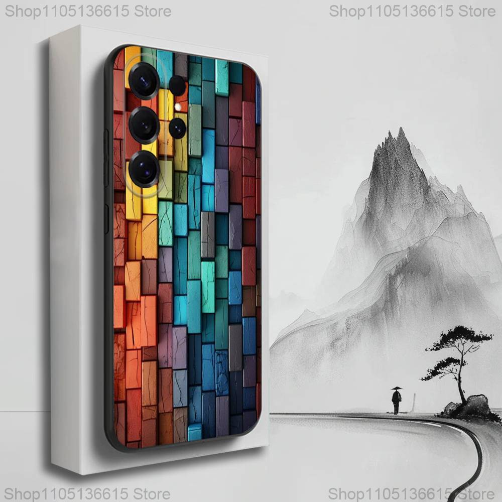 3D Art Block Cool Phone Case For Samsung S25,S24,S23,S22,S21,S20,S10,Ultra,Plus,Lite,FE,Soft Silicone Black Cover