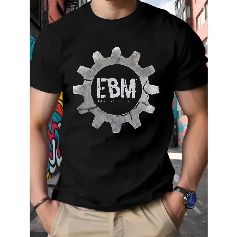 European sizes EBM Gear Logo T-Shirt - Men's T-shirt - Pure Cotton - Comfortable & Breathable Fabric - Short Sleeve T-Shirt