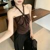 With Chest Pad, Spice Girl Beaded Hemp Rope, Neck Sling Vest, Women's Summer Wear Backless Slim Sleeveless Temperament Top