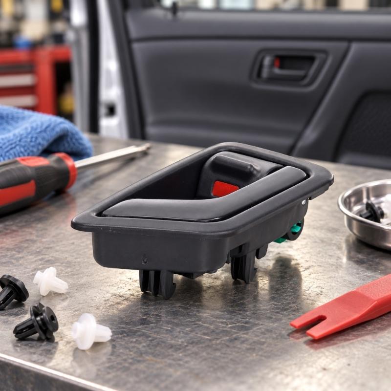Mechanical Interior Door Handle Replacement Set with Red Lock Indicators, ABS Frames, and Integrated Pull Levers 82610-1C000 82620-1C000 82610-1C020