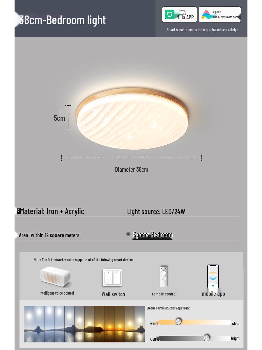 

Потолочный светильник из грецкого ореха середины века: Ретро Светильник из Массива Дерева для Гостиной и Спальни Round 40CM - Original Wood