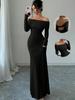 Elegant Women's Off-the-Shoulder Cross Backless Evening Gown