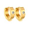 Vnox Basic Stainless Steel Hoop Earrings for Men Women Unisex Huggie Earrings with CZ Stone Accessory