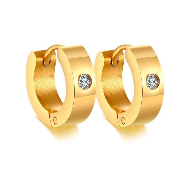 Vnox Basic Stainless Steel Hoop Earrings for Men Women Unisex Huggie Earrings with CZ Stone Accessory