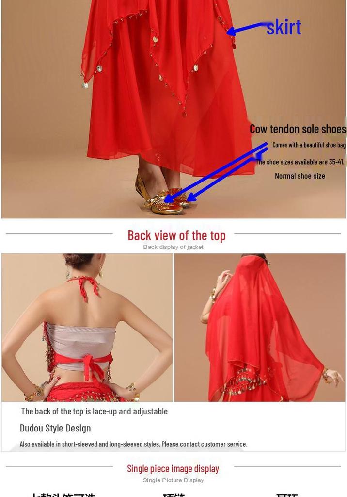 Adult Indian Belly Dance Costume & Skirt Set for Xinjiang Ethnic Dance Performance