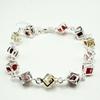 Versilbertes Kupfer-Quadratarmband mit weißen und bunten Diamanten Eleganter Schmuck für Frauen
