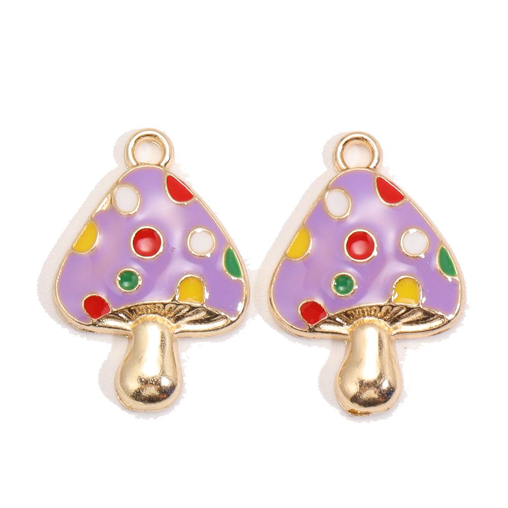 10Pcs Colorful Cute Enamel Red Mushroom Alloy Pendant for Women's Earrings Bracelet Jewelry Made of Charm DIY Necklace Ornaments