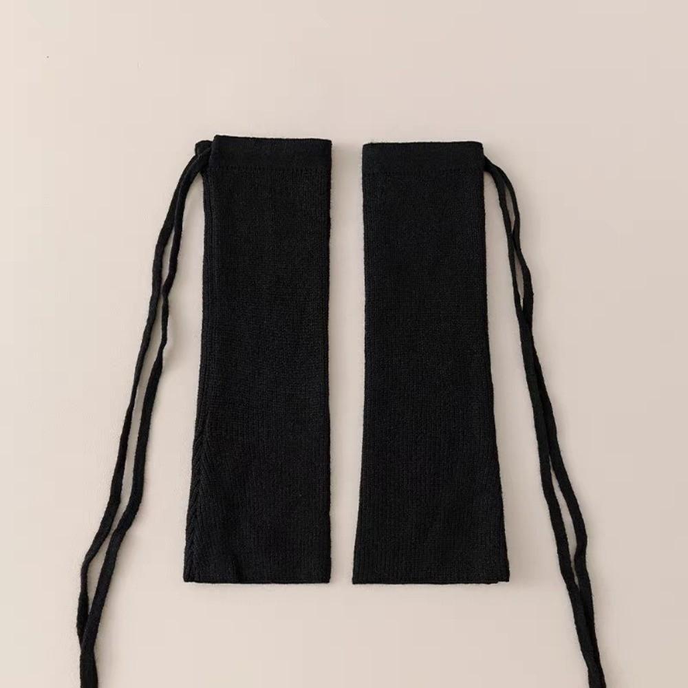 1Pair Stretchy Material Slouch Leg Socks Solid Color Drawstring Leg Warmers  Winter