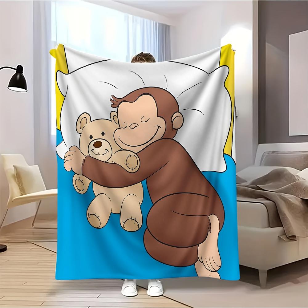 VIKAMA Curious George Cartoon Blanket, Cozy Pet Print, Soft Skin-Friendly Warm, Kids Room Nap Blanket 80x120cm(31x47inch)
