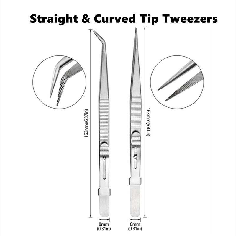 Professional Stainless Steel Tweezers Set, Multi-Purpose Precision Tweezers for Jewelry Making, Electronics Repair, Lab & Craft