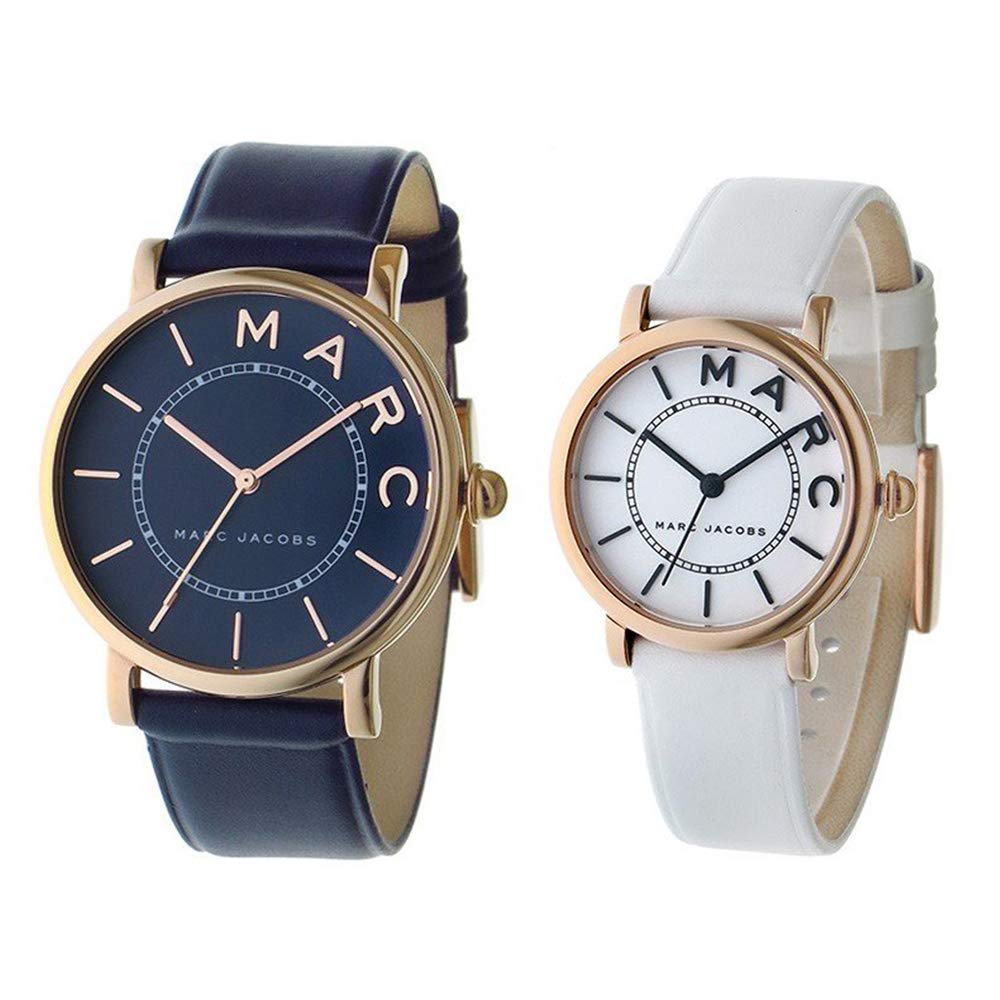 

Marc Jacobs ROXY Watches in Navy and White Leather with Storage Perfect for Box, Couples, MJ1534/MJ1562. [Used]
