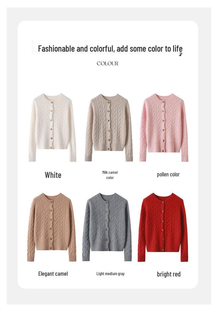 Women's Thick & Warm Slim-Fit Cashmere Cable Knit Cardigan - Flattering Autumn/Winter Sweater Coat
