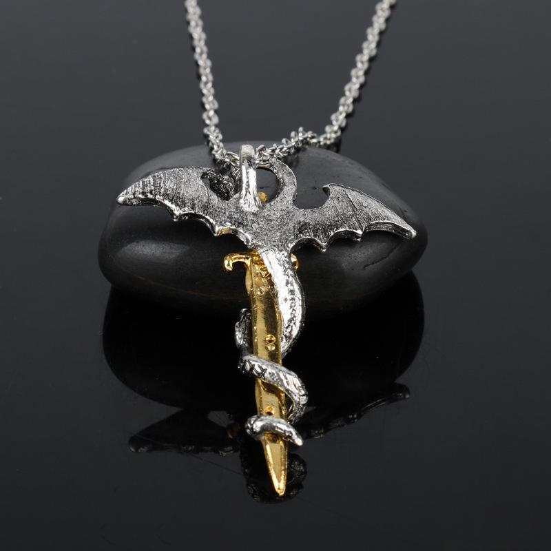 Leuchtender Vintage-Drachenschwert-Anhänger, Halskette, Anhänger, Halskette, Schmuck, leuchtet im Dunkeln
