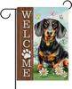Dyrenson Welcome Dachshund Dog Decorative Garden Ag, Paw Prints Yard Outside Home Decoration Pet Owner Lover Gift, Spring