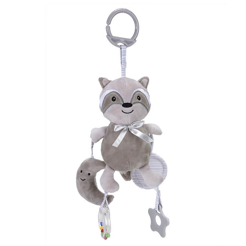 Infant Plush Rabbit Cat Dog With Music And Hanging Loop For Touch And Visual Stimulation