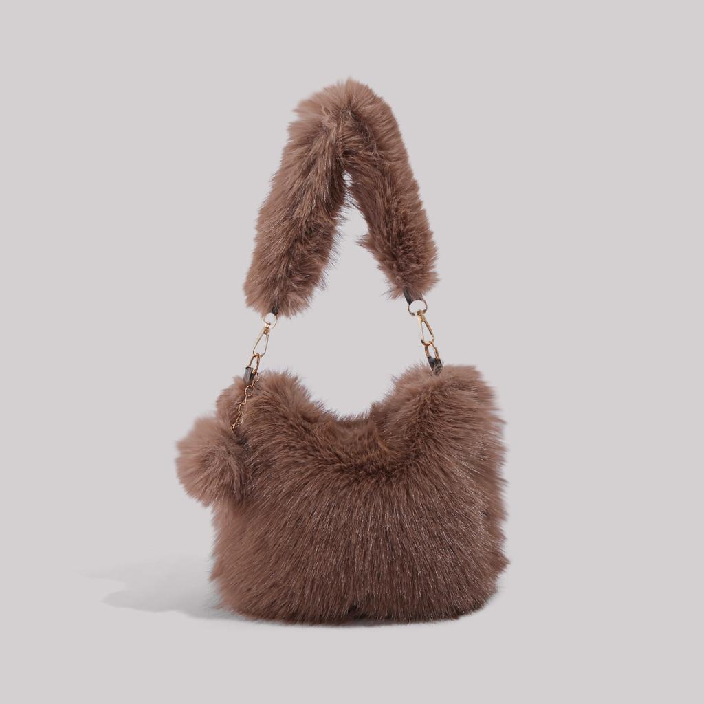 Unterarmtasche flauschige Tasche Damen 2025 Winter neu Nischenmode Handtasche einzelne Schulter lässige Plüschtasche