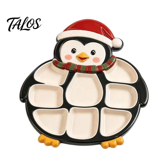 Party Supplies for Home Office Christmas Snack Serving Tray, Divided Holiday Appetizer Platter, Cute Snowman/Tree/Penguin/Cow Shaped Seasonal