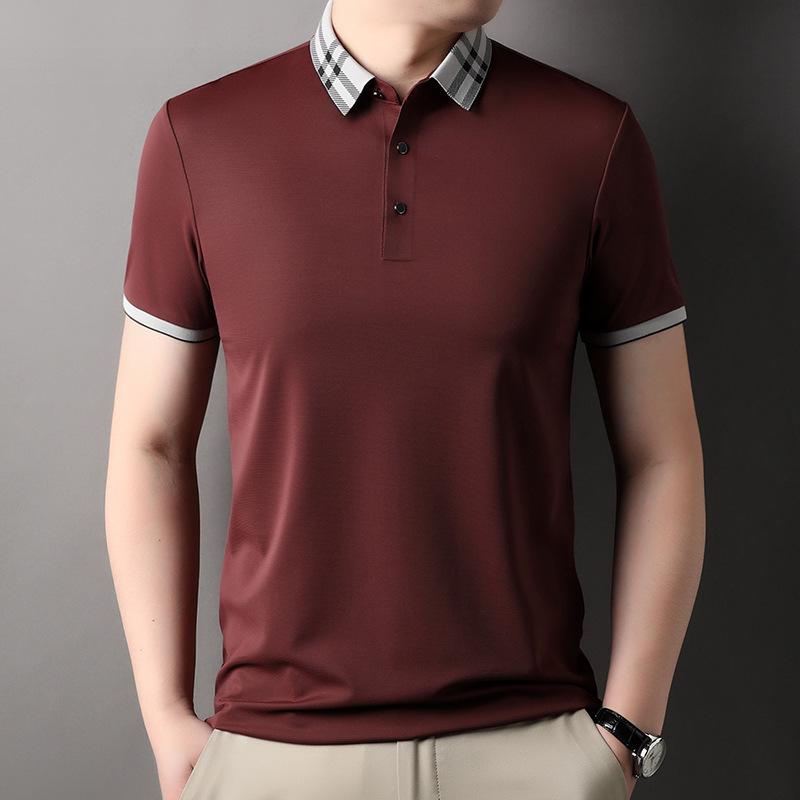 Casual Polo Shirt High-End Men'S Breathable Top Lapel Short-Sleeved Seamless Breathable Loose T-Shirt