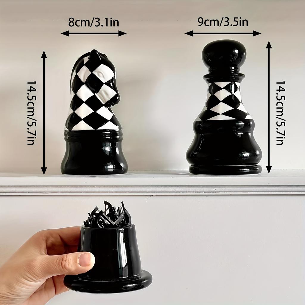 Retro Chess Pieces Toothpick Dispenser Ceramics Toothpick Box Creative Table Decoration & Accessories Dental Floss Case Gifts