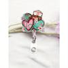 1PC Pink Heart Leopard Print Retractable Badge Reel For Nurses And Doctors Medical Staff Stylish Badge Buckle Card Holder For Hospital Workers
