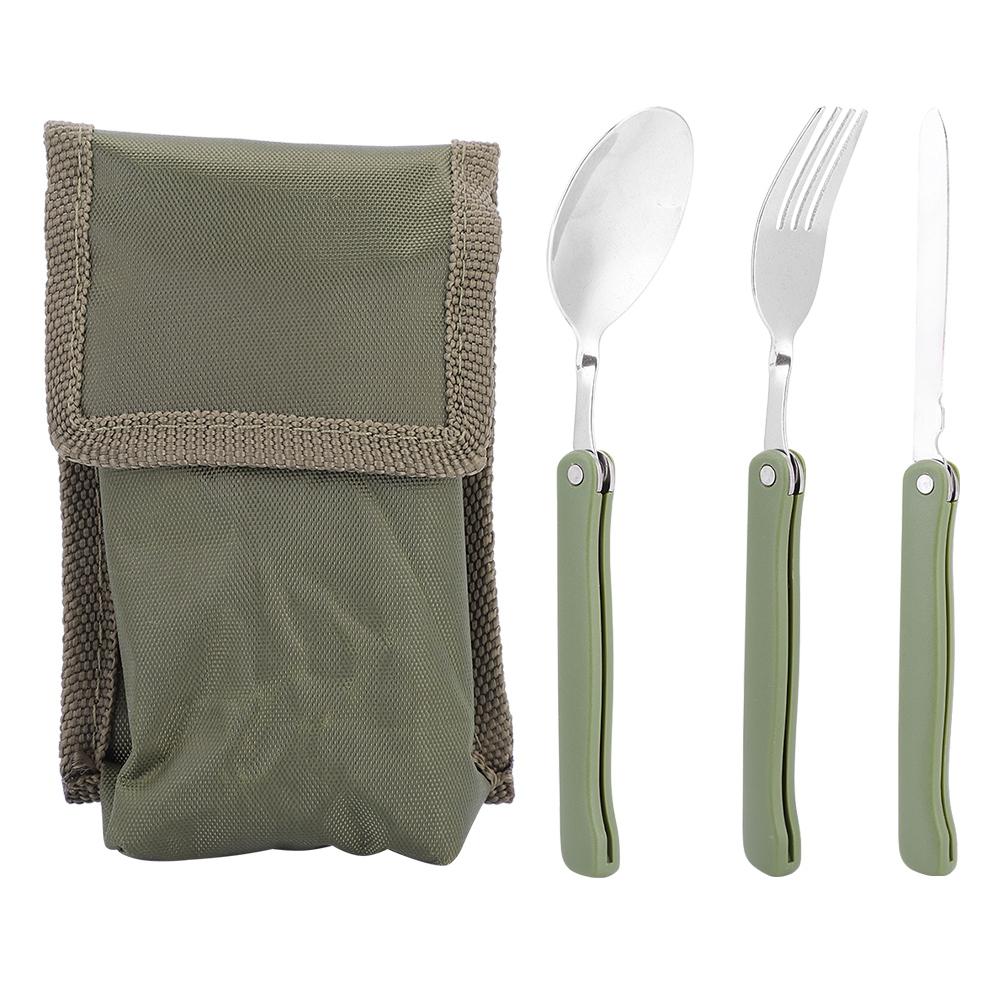 Outdoor Stainless Steel Folding Fork Knife Spoon Tableware Set for Camping Picnic Travel