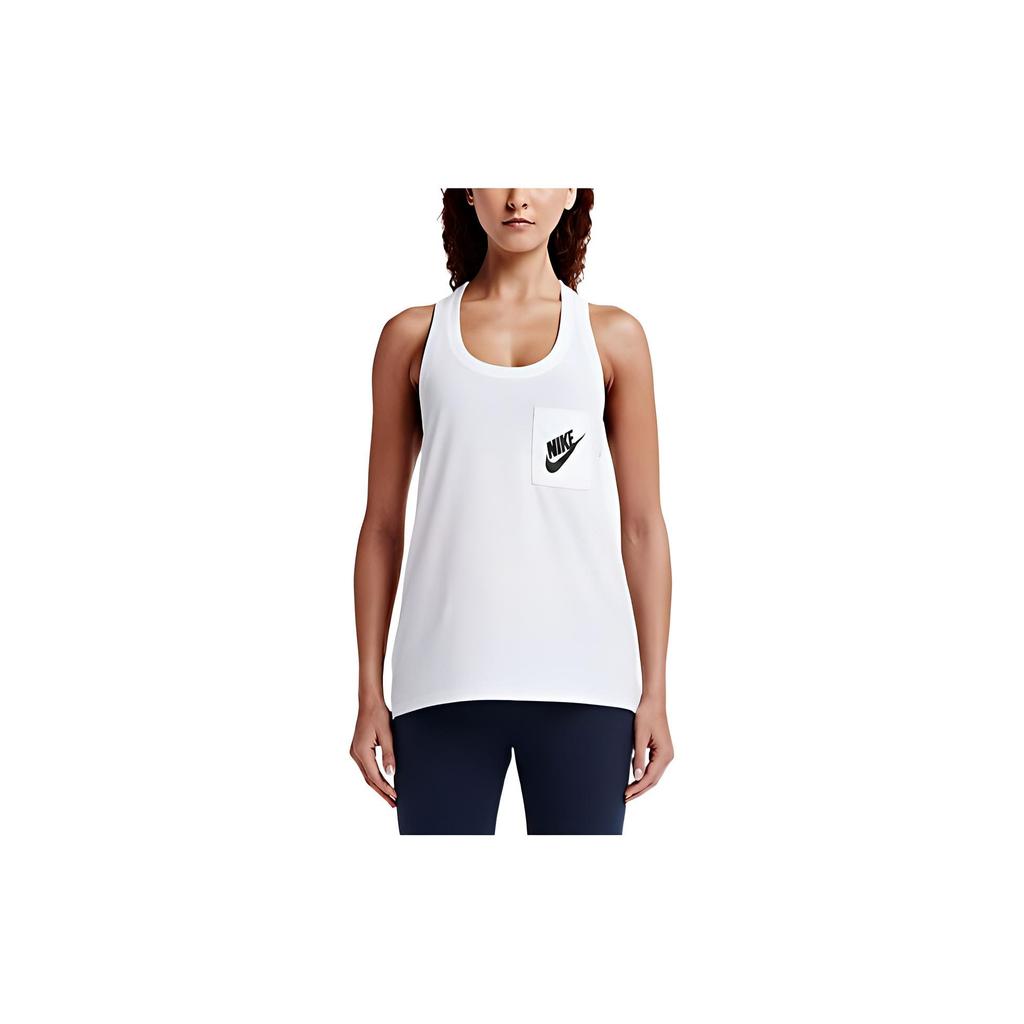 Nike Solid Color Logo Letter Print Sleeveless Tank Top Women Tops White 726077-100