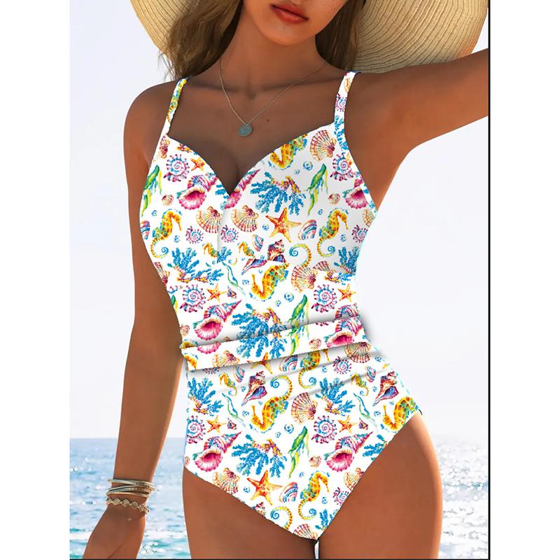 

Мода Сексуальный Принт Слитный Купальник Женский Купальник Пляжный Отпуск Бикини Новый Летний Купальник Слитный Купальник XL белый