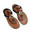 Summer New Women's Flat Beach Sandals Plus Size Beaded Ethnic Style Thong Sandals