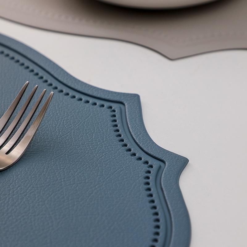 Leather Placemat Ins Wind Retro Dining Table Mat European Creative Thermal Insulation Mat Nordic Waterproof and Oil-proof Western Dining Mat