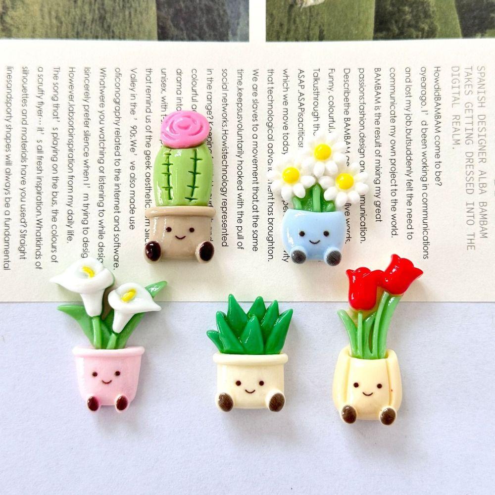 10pcs Cactus 3D Flower Refrigerator Stickers 3D Potted Plant Simulated Magnetic Stickers  Home Decor