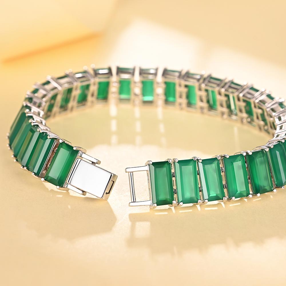 2023 nowa szeroka bransoletka naturalny zielony agat kamień szlachetny 925 sterling silver delikatna biżuteria dla kobiet mama cenny prezent