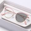 Metal Cat-Eye Photochromic Myopia Glasses High-Quality Spring-Arm Blue Light Blocking Nearsighted Glasses Diopter 0 To -4.0