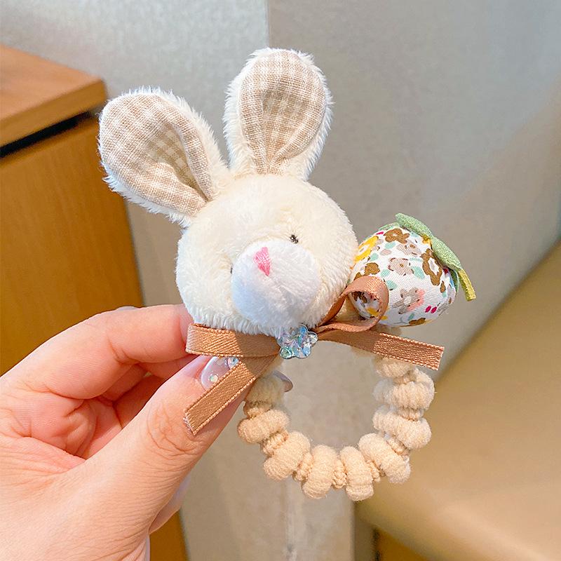 Sweet Girl High Elasticity Plush Rabbit & Bear Hair Ties - No Damage, Cute Ponytail Hair Ropes for Children