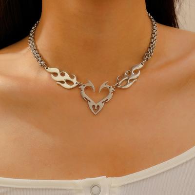 New Products Do Not Fade Fashionable Retro Flame Totem Hollow Personality Necklace Hip Hop Love Pendant Jewelry