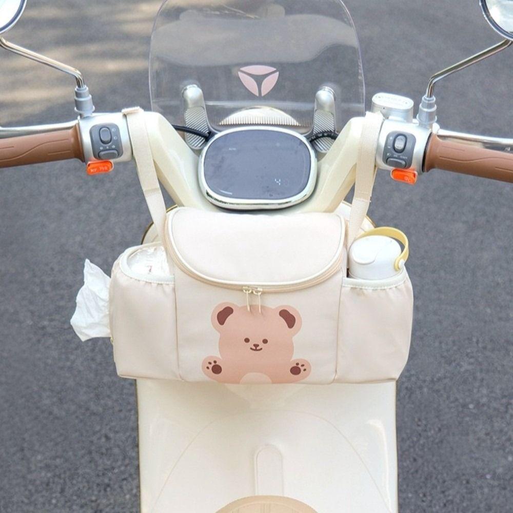 PU Leather Bicycle Handlebar Bag Large Capacity Riding Front Handle Hanging Bag Stroller