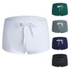 Summer Men Swim Shorts Low-rise Solid Color Beach Tight Swimming Trunks with Waist Tie Swimsuit Sports Surf Shorts Trunks