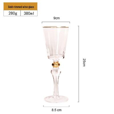 Gold Rim Beaded Glass Wine Goblet