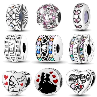 S925 silber bunte liebe clip perlenschnur DIY armband halskette