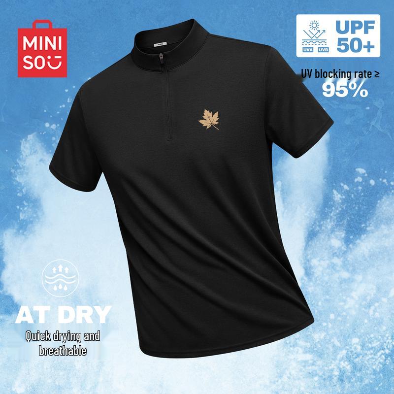 MINISO Men s Summer Quick-Dry Half-Zip T-Shirt L